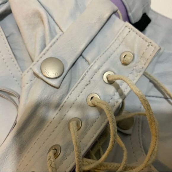 UNRAVEL Streetwear Lipstick Leather Lace Up Pants Gray Ben Taverniti - Picture 12 of 13